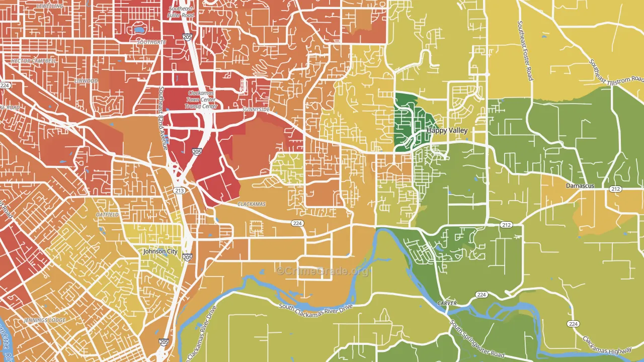 Clackamas, OR Map of Vehicle Theft Rates