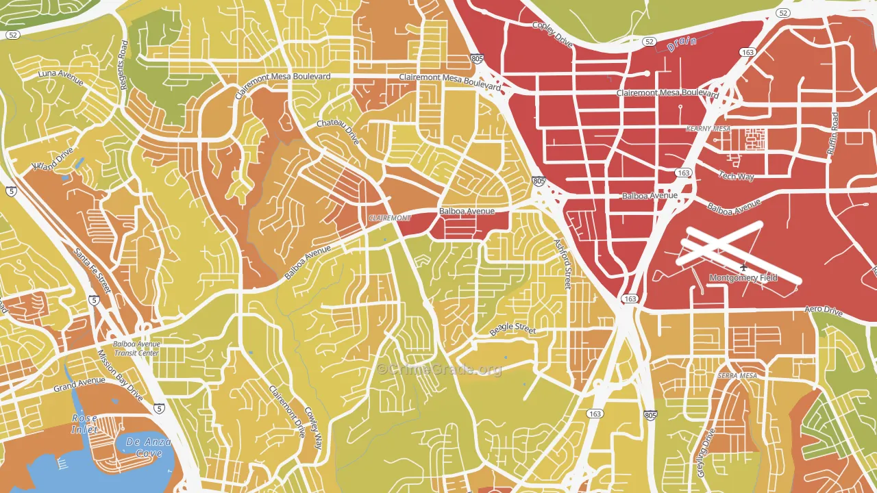 Clairemont Mesa, San Diego, CA Map of Vehicle Theft Rates
