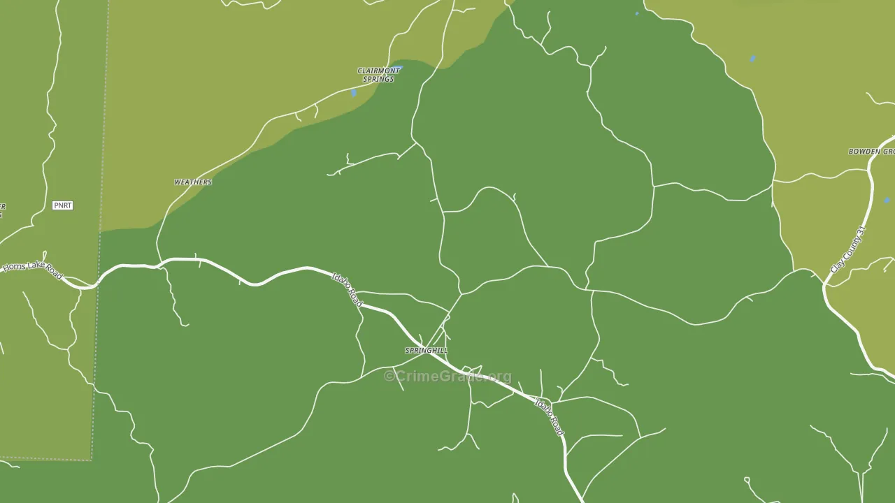 Clairmont Springs, AL Map of Vehicle Theft Rates
