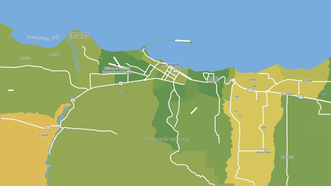Clallam County, WA Map of Vehicle Theft Rates
