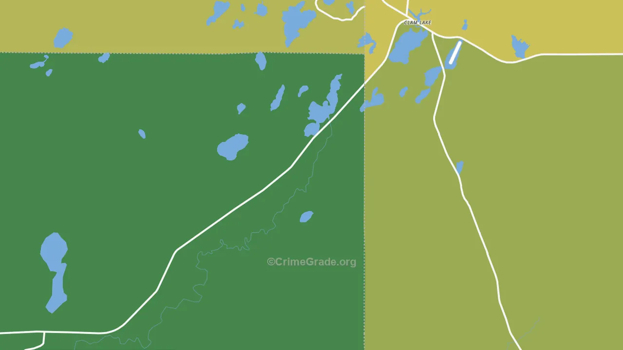 Clam Lake, WI Map of Vehicle Theft Rates