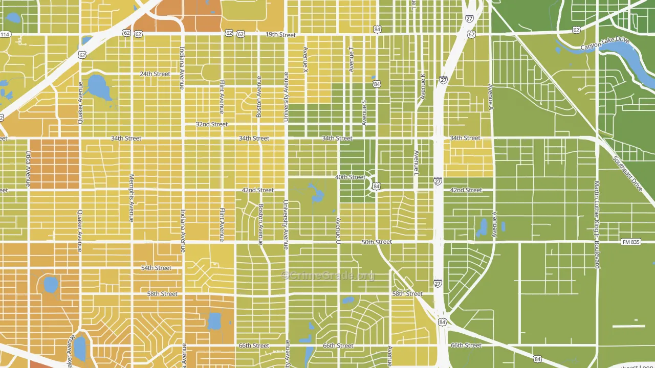 Clapp Park, Lubbock, TX Map of Vehicle Theft Rates