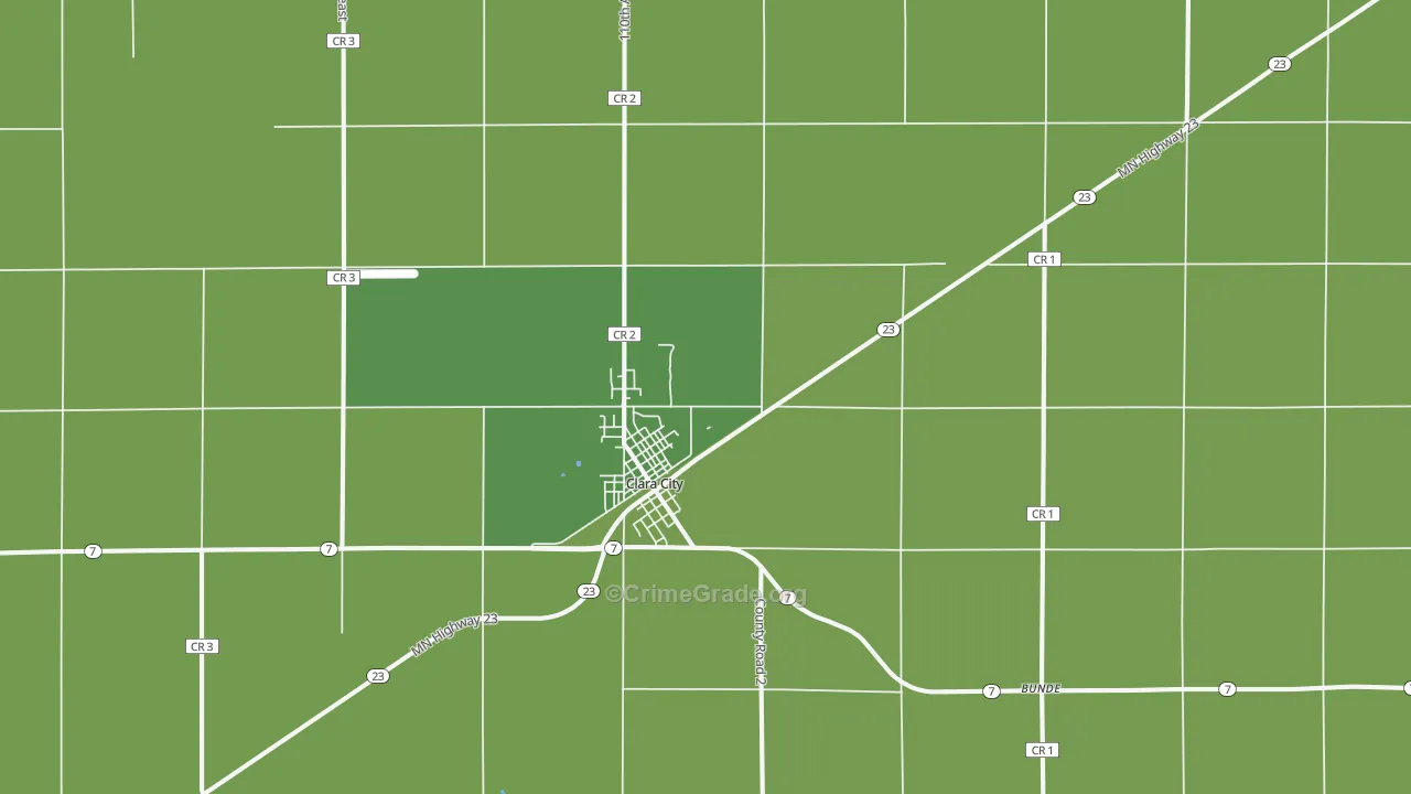 Clara City, MN Map of Vehicle Theft Rates