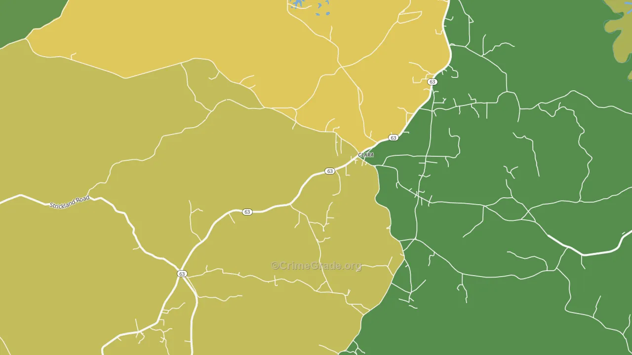 Clara, MS Map of Vehicle Theft Rates