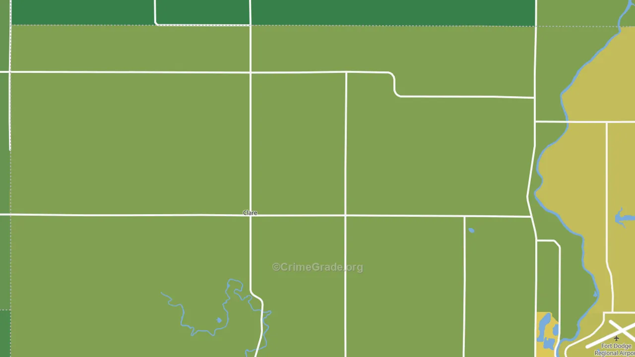 Clare, IA Map of Vehicle Theft Rates