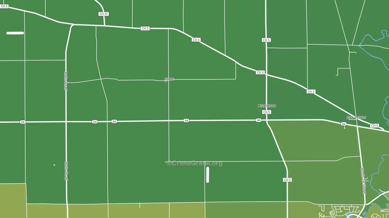 Clare, IL Map of Vehicle Theft Rates