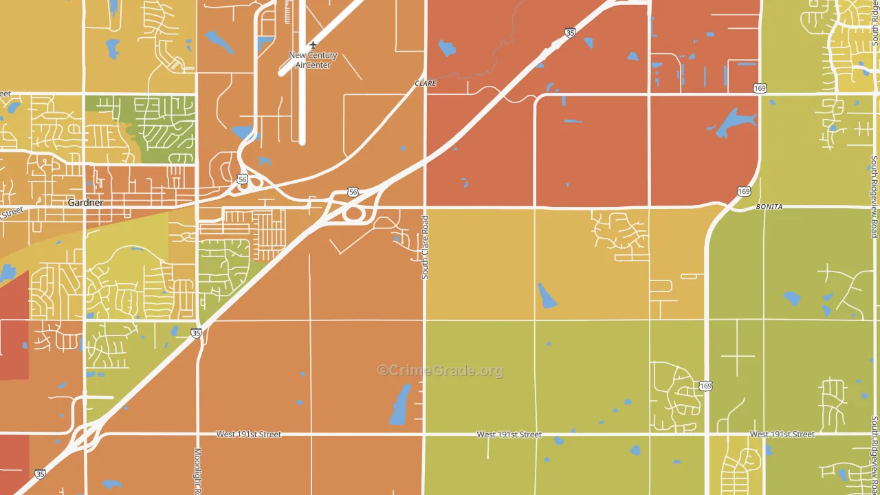 Clare, KS Map of Vehicle Theft Rates