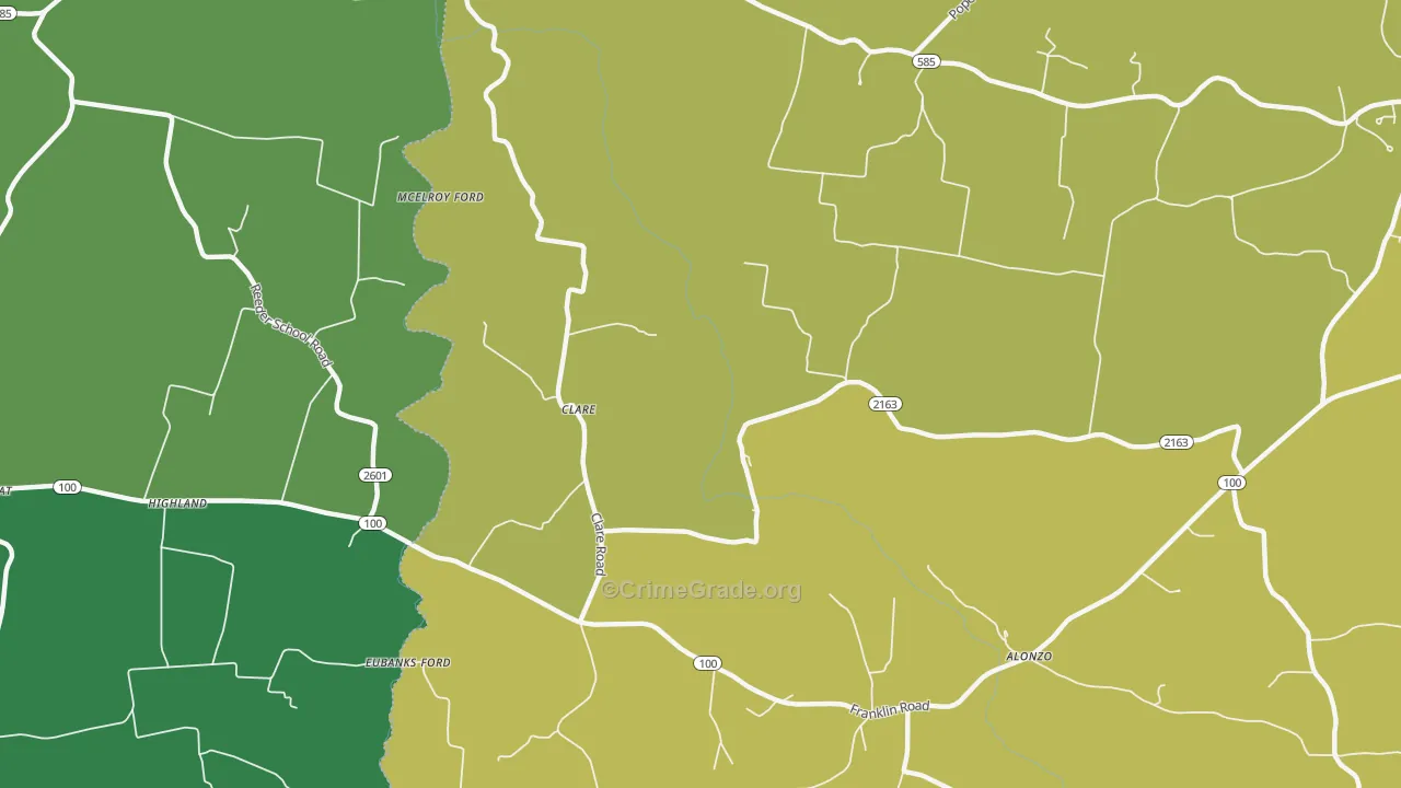 Clare, KY Map of Vehicle Theft Rates