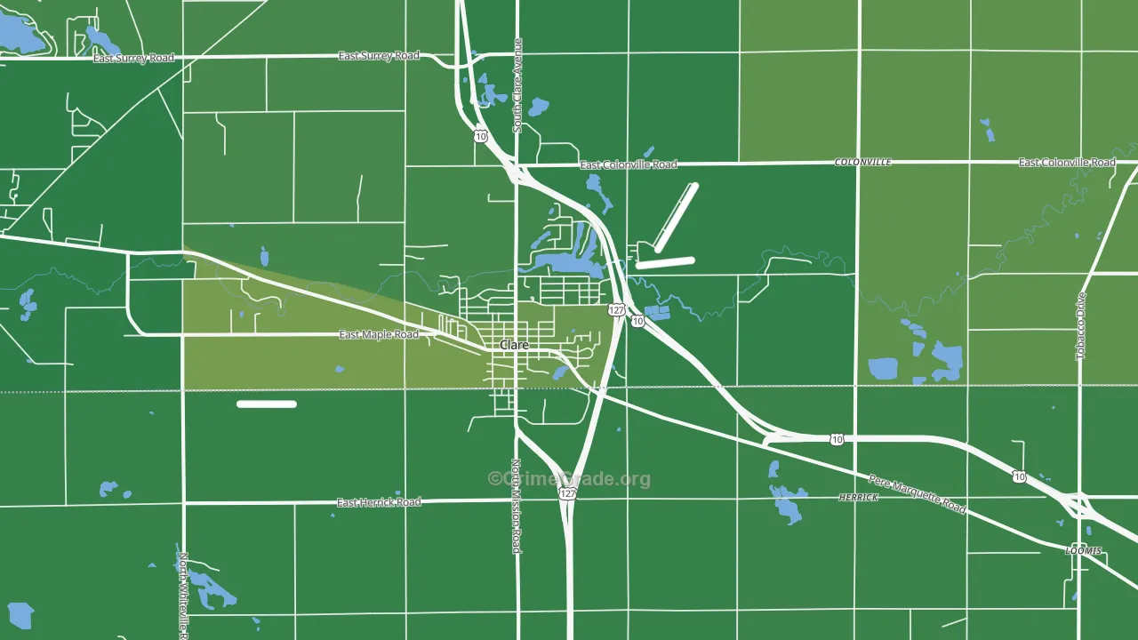 Clare, MI Map of Vehicle Theft Rates