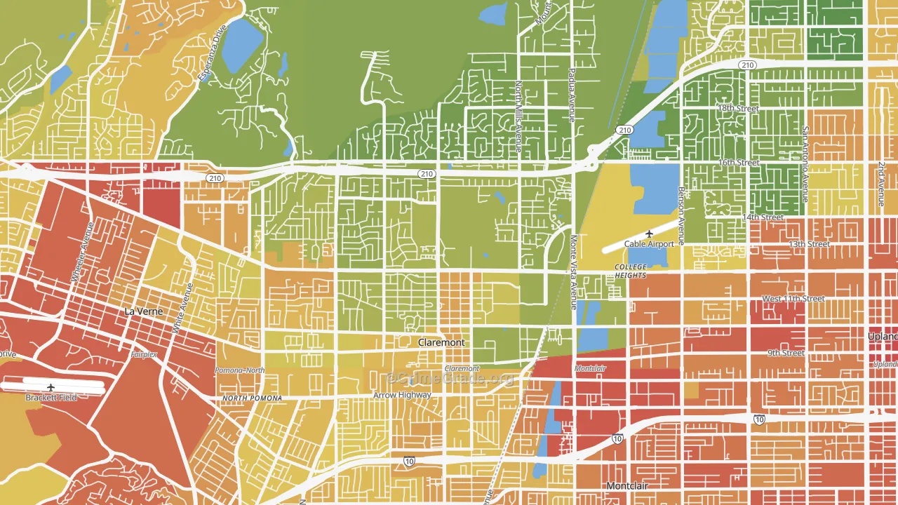 Claremont, CA Map of Vehicle Theft Rates