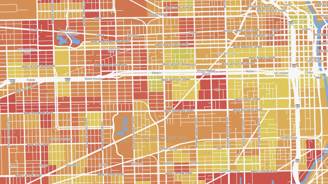 Claremont Cottages, Chicago, IL Map of Vehicle Theft Rates