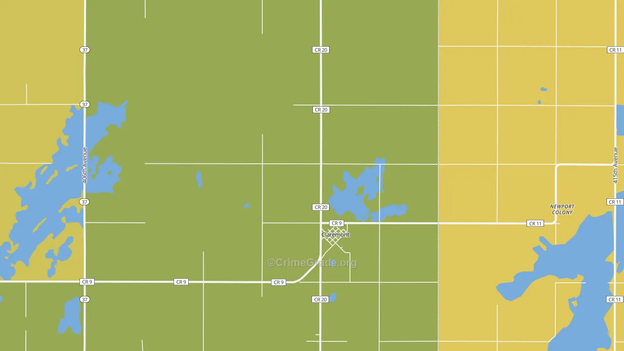 Claremont, SD Map of Vehicle Theft Rates