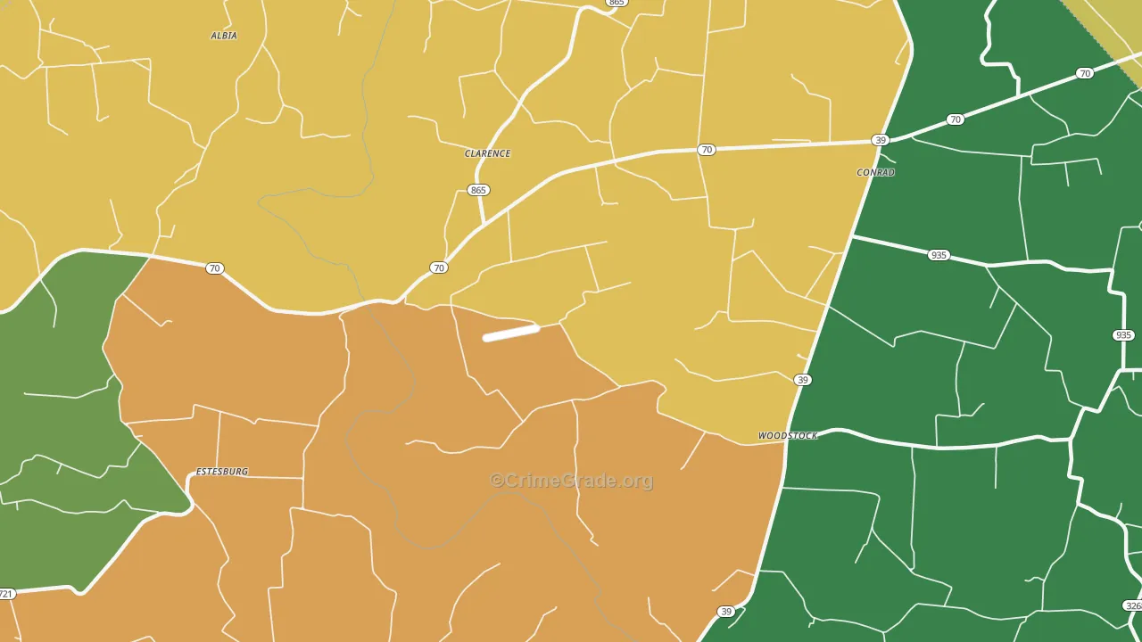 Clarence, KY Map of Vehicle Theft Rates