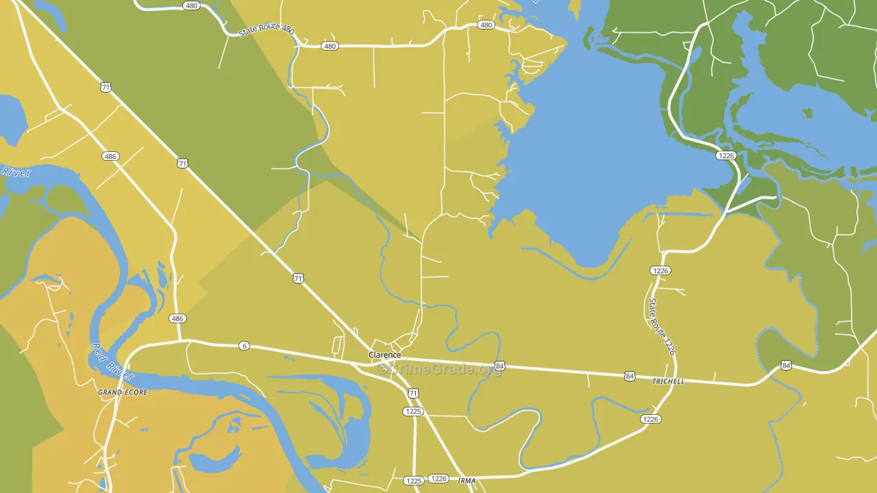 Clarence, LA Map of Vehicle Theft Rates