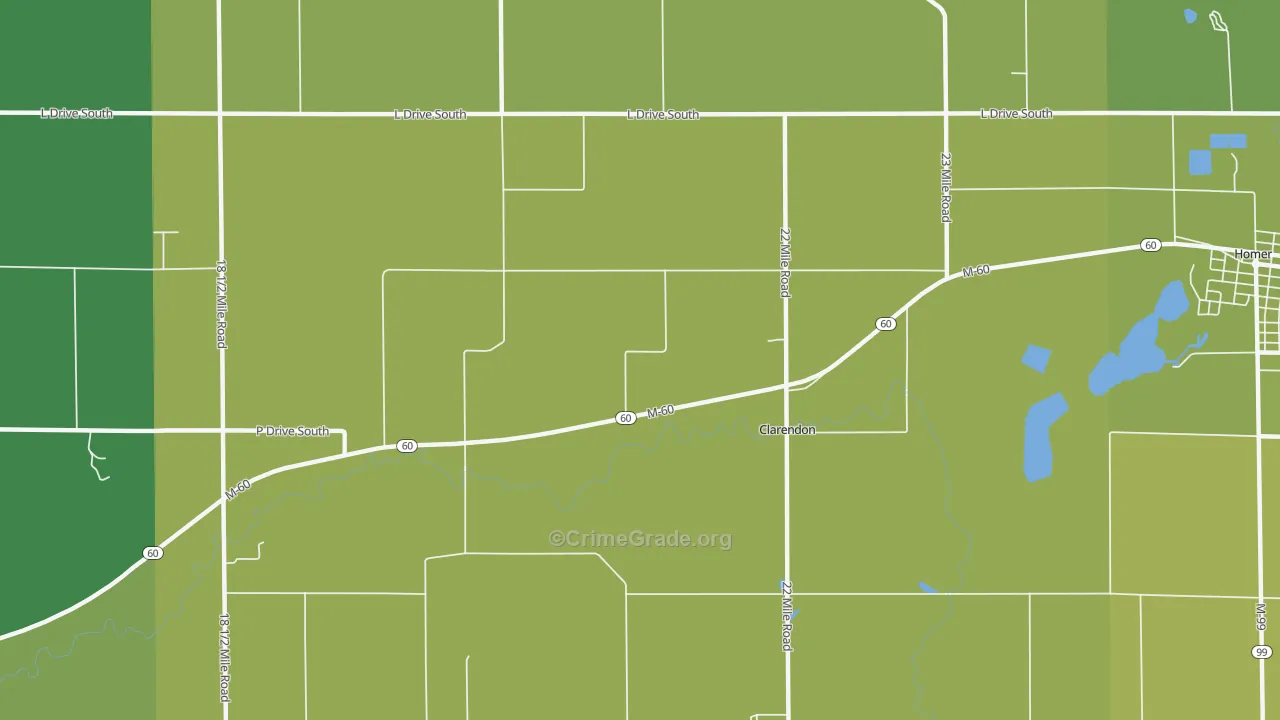 Clarendon, MI Map of Vehicle Theft Rates