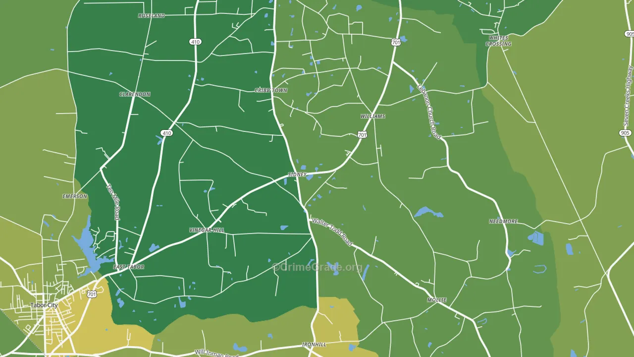 Clarendon, NC Map of Vehicle Theft Rates
