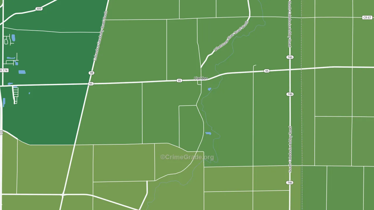 Claridon, OH Map of Vehicle Theft Rates