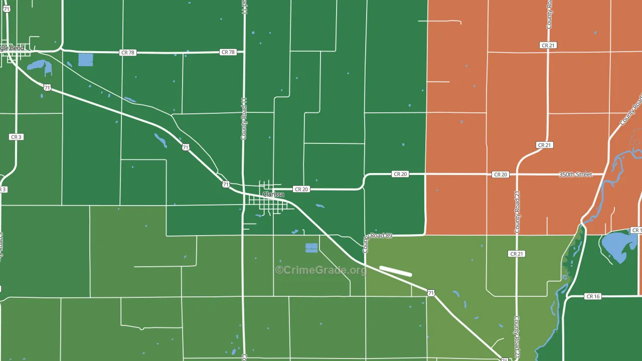 Clarissa, MN Map of Vehicle Theft Rates