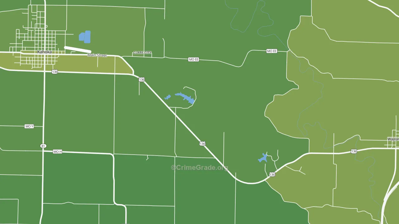 Clark City, MO Map of Vehicle Theft Rates