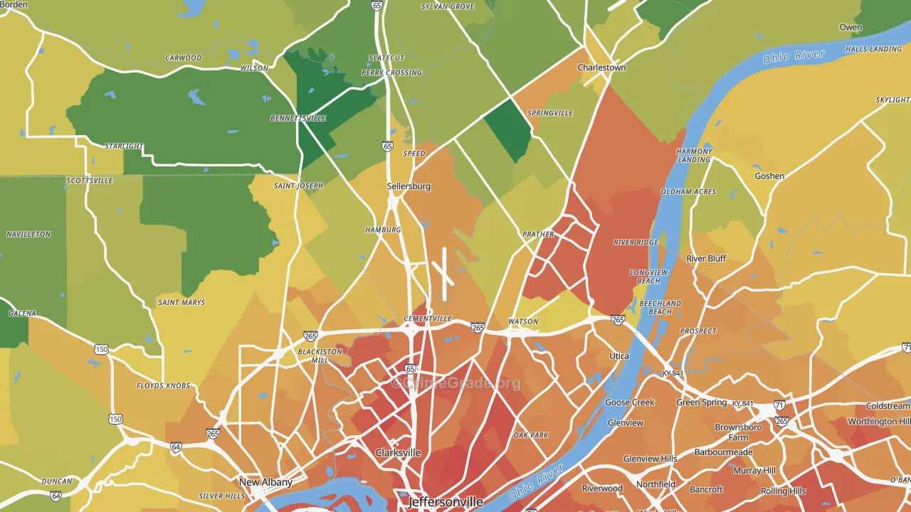 Clark County, IN Map of Vehicle Theft Rates
