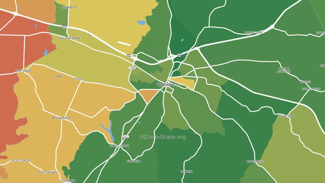 Clark County, KY Map of Vehicle Theft Rates