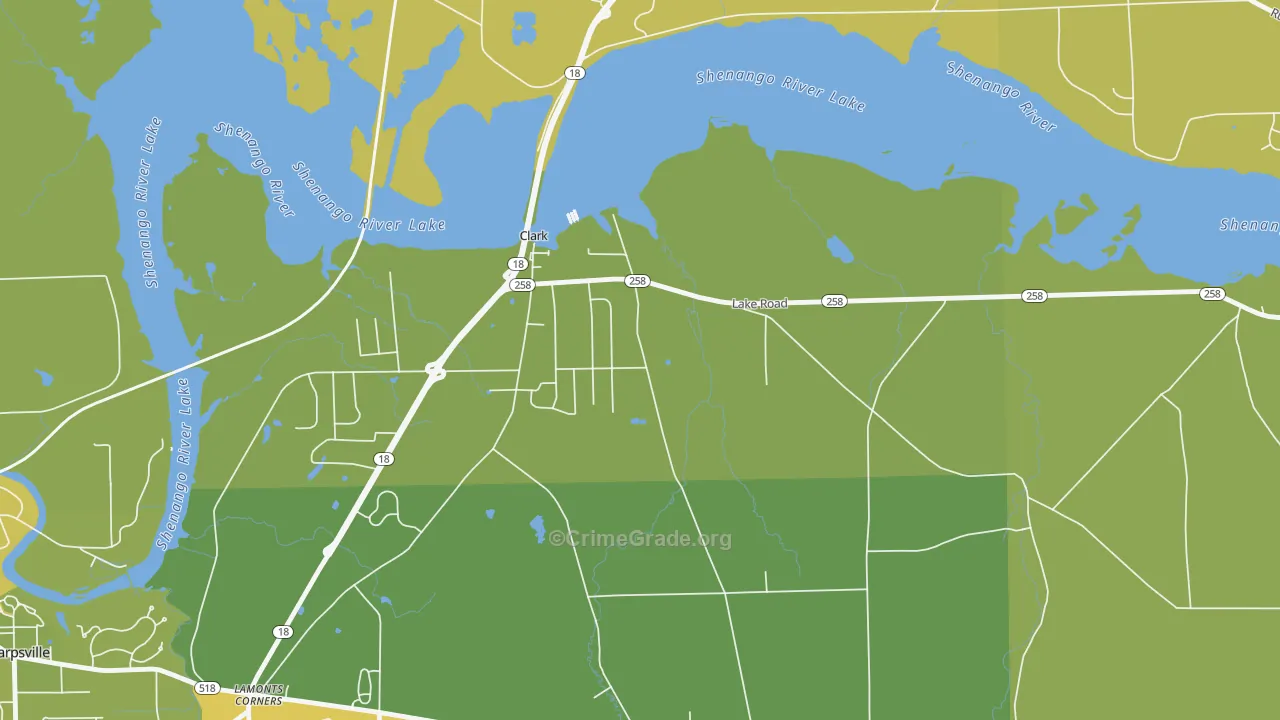 Clark, PA Map of Vehicle Theft Rates
