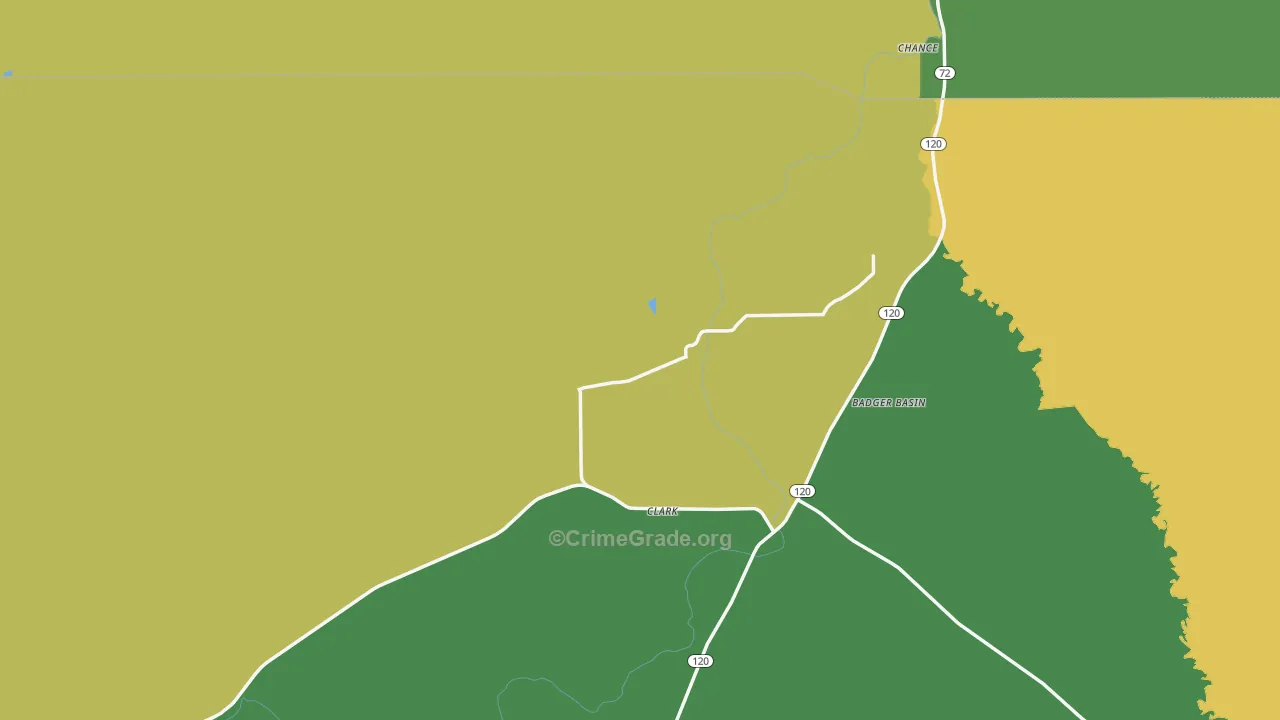 Clark, WY Map of Vehicle Theft Rates