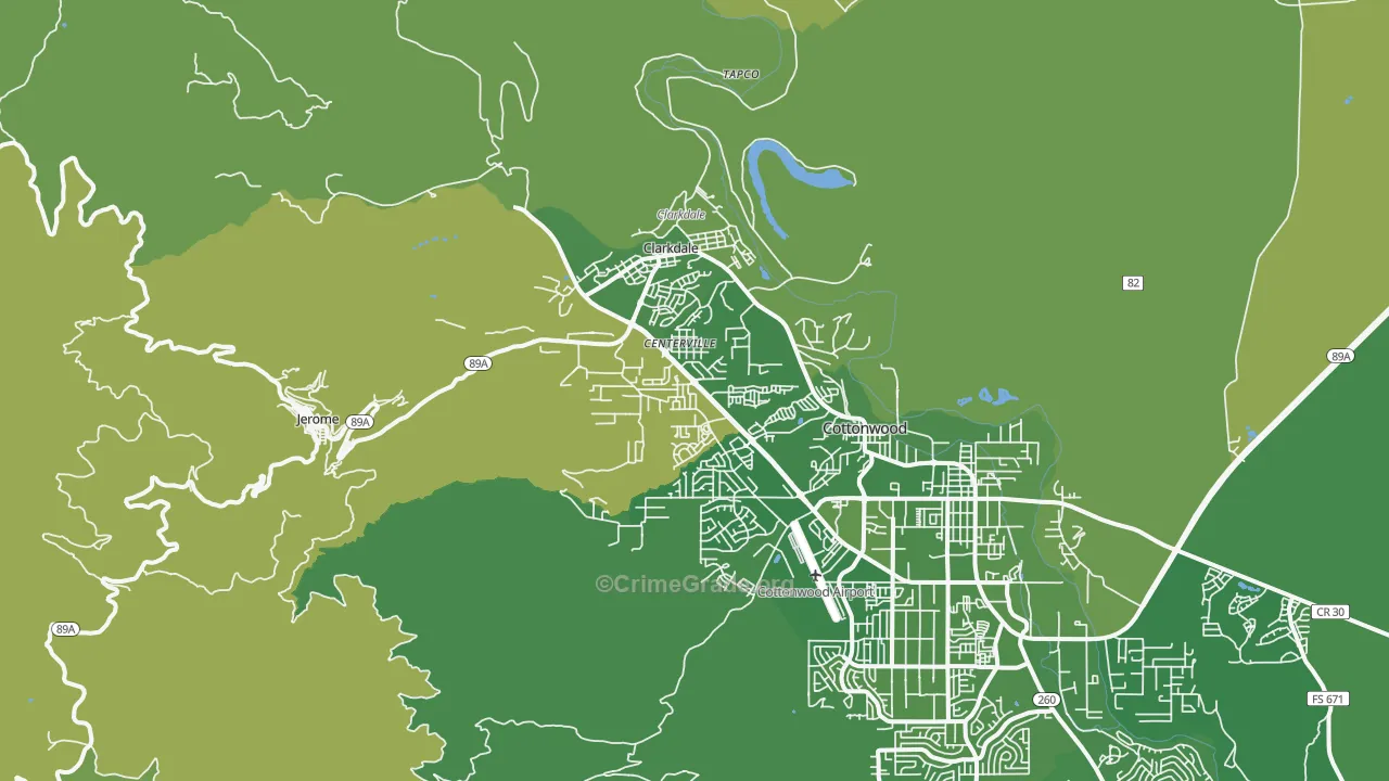 Clarkdale, AZ Map of Vehicle Theft Rates
