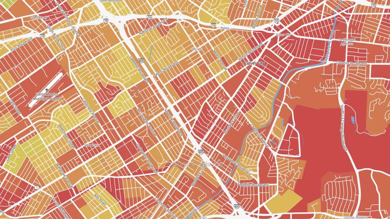 Clarkdale, Culver City, CA Map of Vehicle Theft Rates