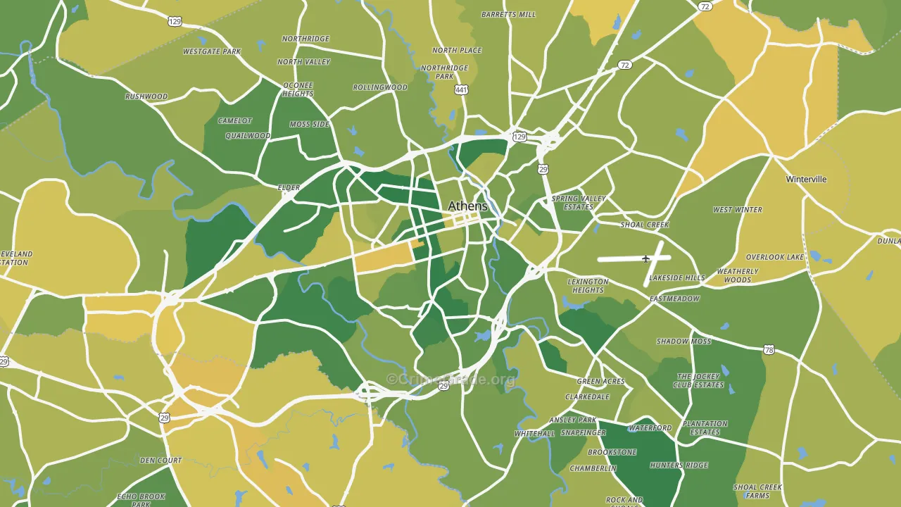 Clarke County, GA Map of Vehicle Theft Rates
