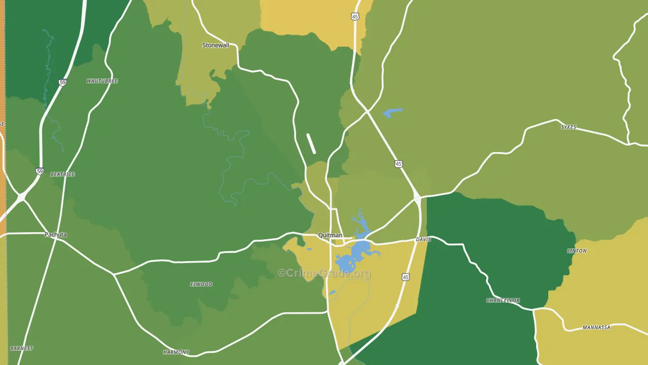 Clarke County, MS Map of Vehicle Theft Rates