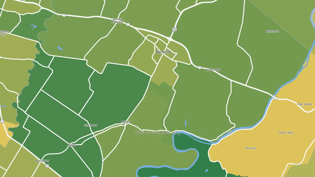 Clarke County, VA Map of Vehicle Theft Rates