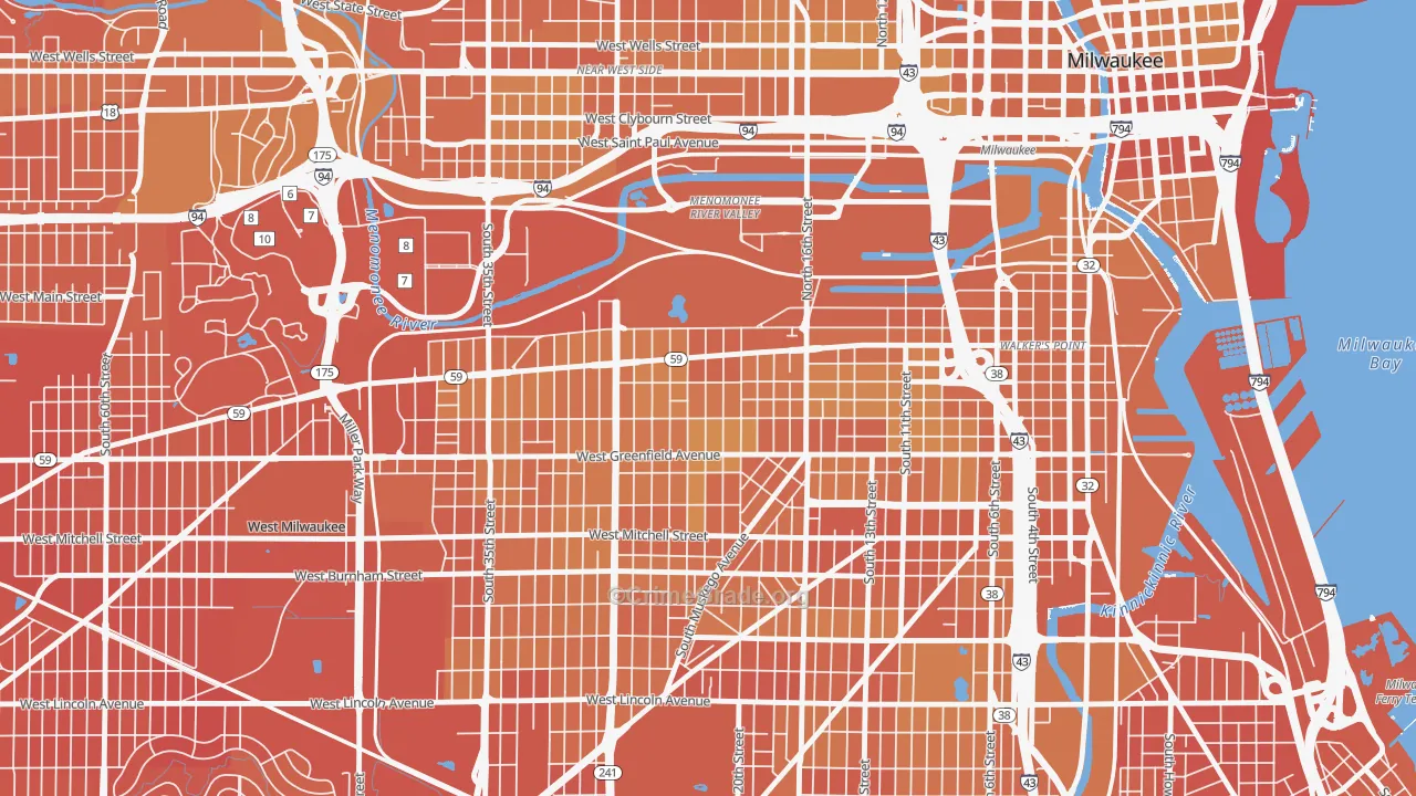 Clarke Square, Milwaukee, WI Map of Vehicle Theft Rates