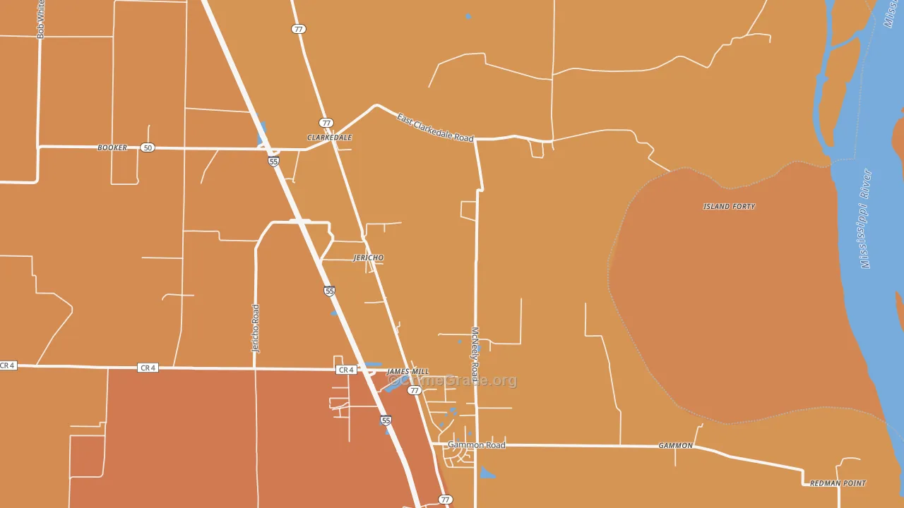 Clarkedale, AR Map of Vehicle Theft Rates