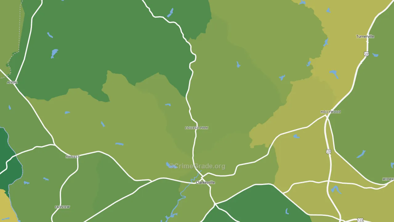 Clarkesville, GA Map of Vehicle Theft Rates