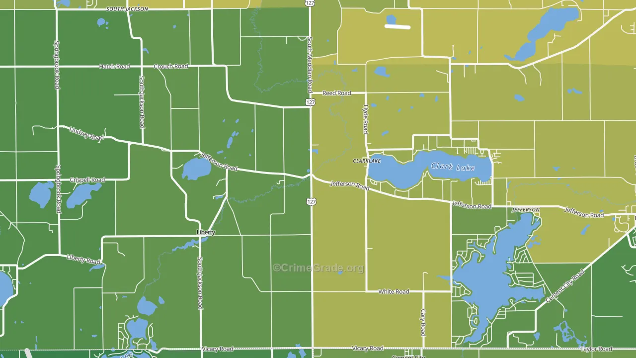 Clarklake, MI Map of Vehicle Theft Rates