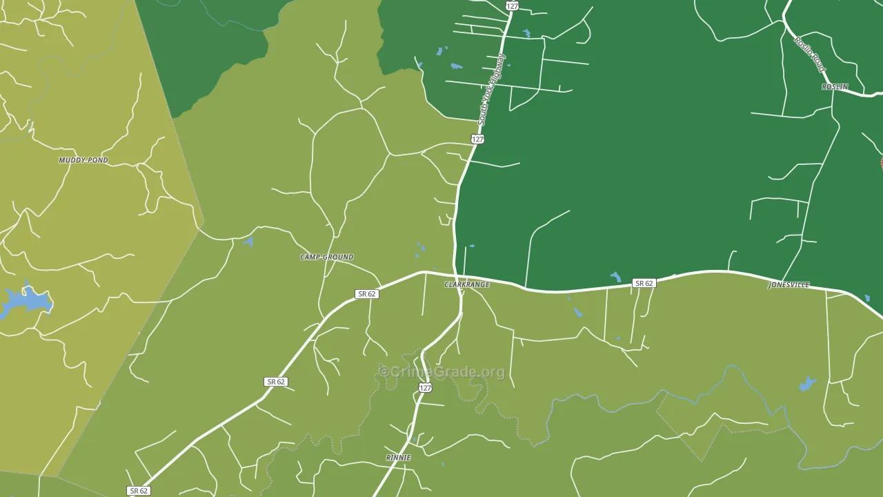 Clarkrange, TN Map of Vehicle Theft Rates