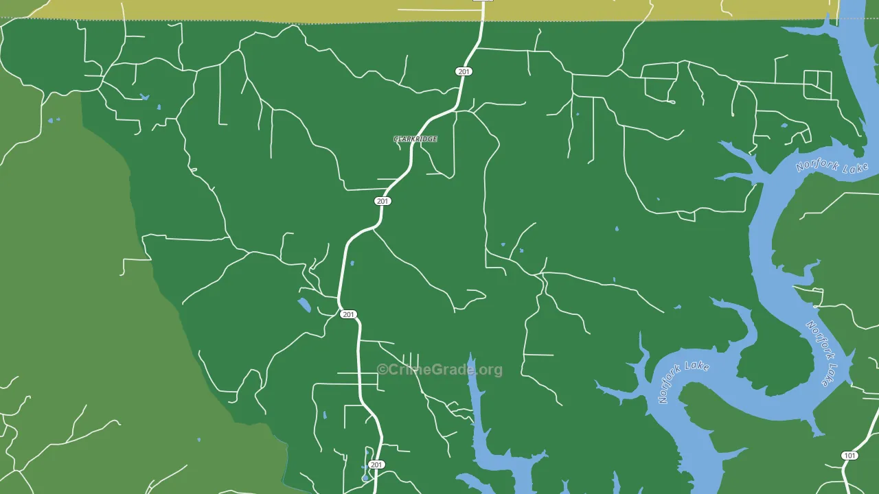 Clarkridge, AR Map of Vehicle Theft Rates