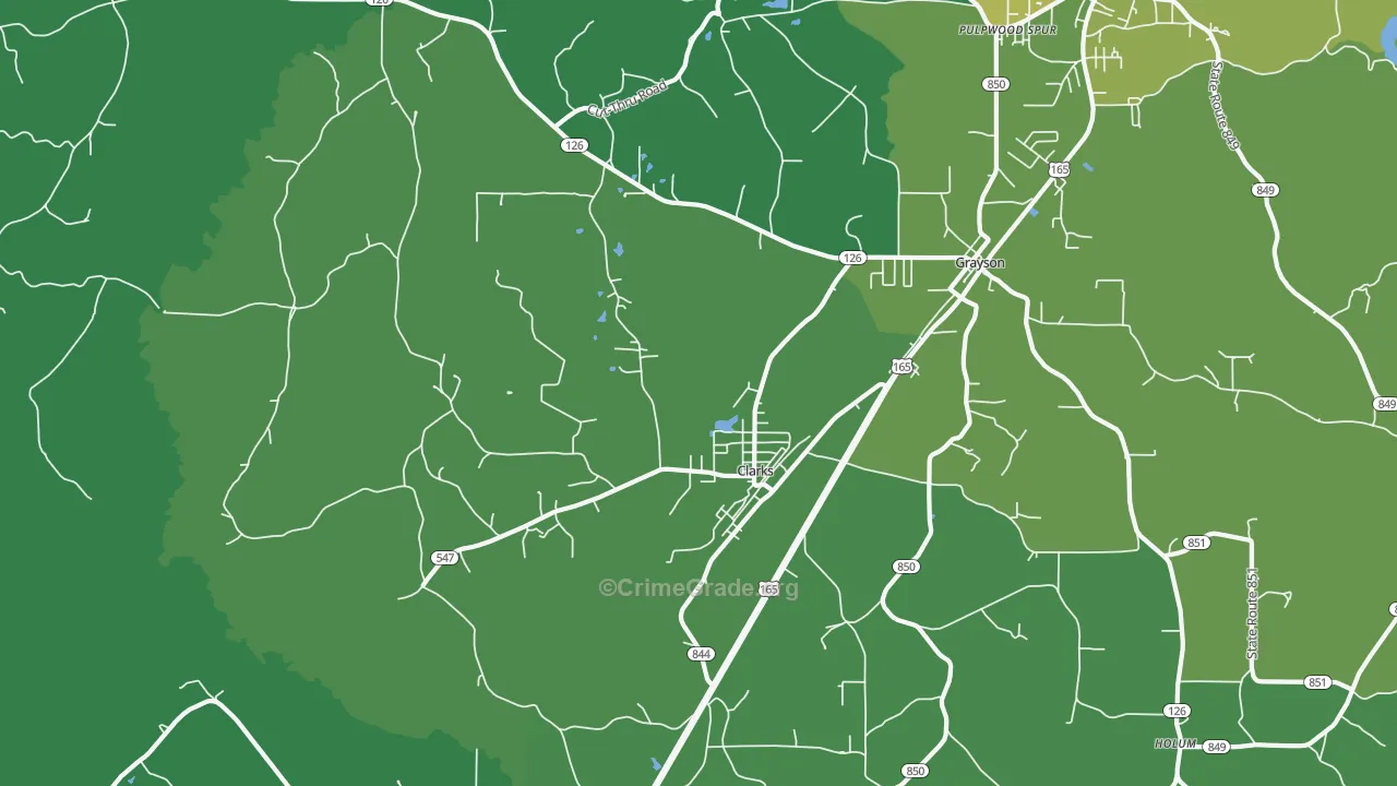 Clarks, LA Map of Vehicle Theft Rates