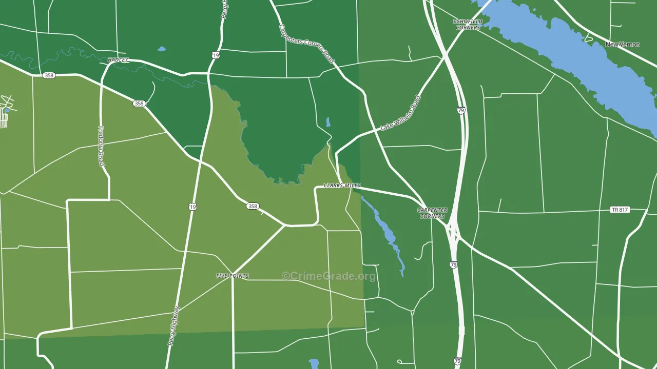 Clarks Mills, PA Map of Vehicle Theft Rates
