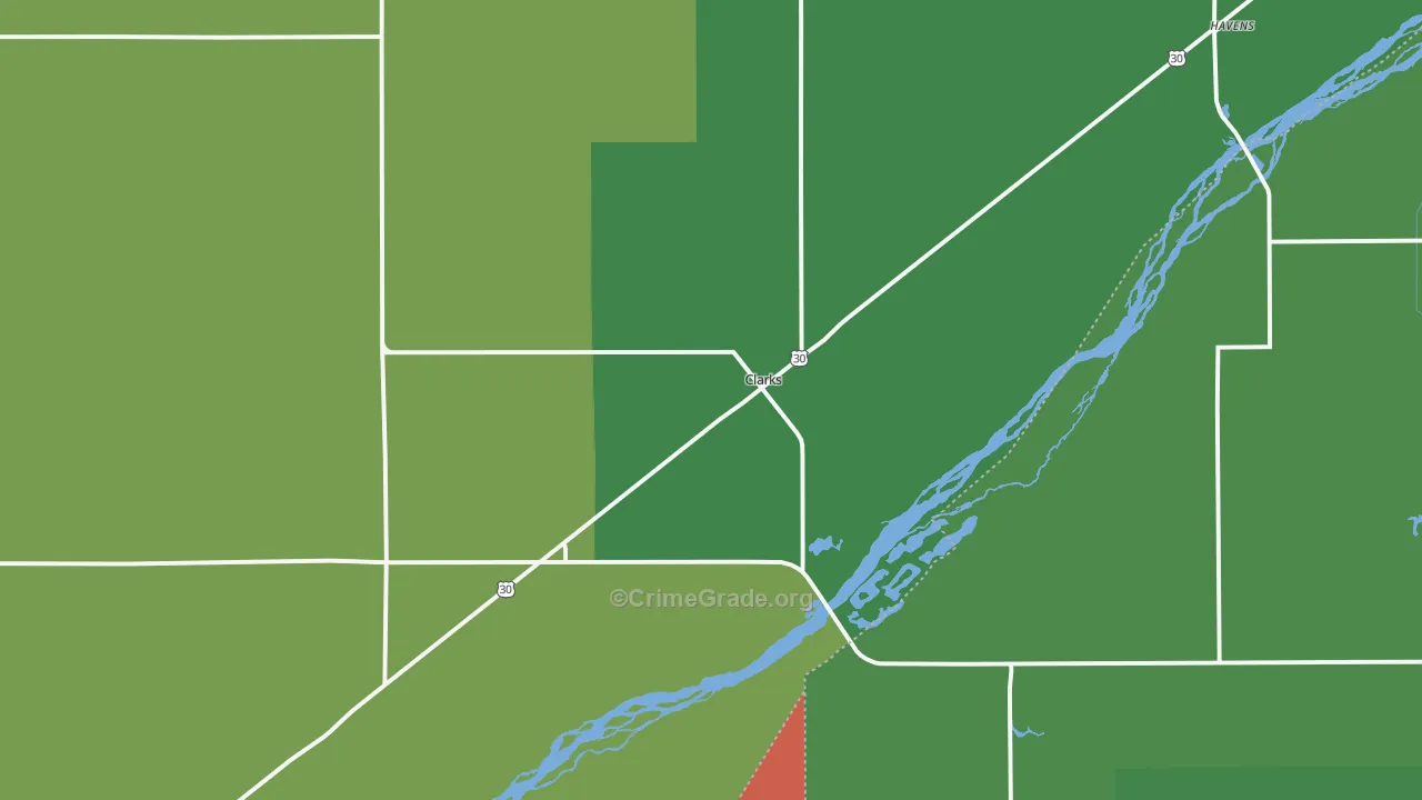 Clarks, NE Map of Vehicle Theft Rates