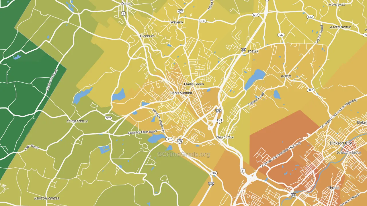Clarks Summit, PA Map of Vehicle Theft Rates