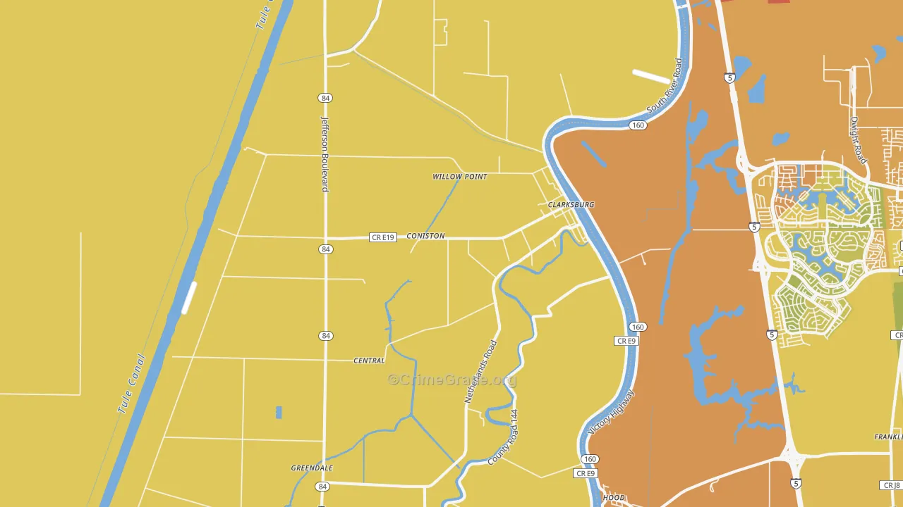 Clarksburg, CA Map of Vehicle Theft Rates