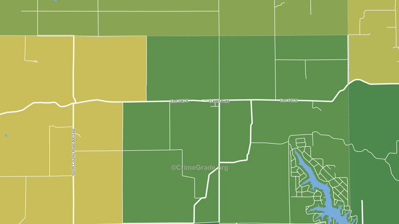 Clarksburg, IN Map of Vehicle Theft Rates