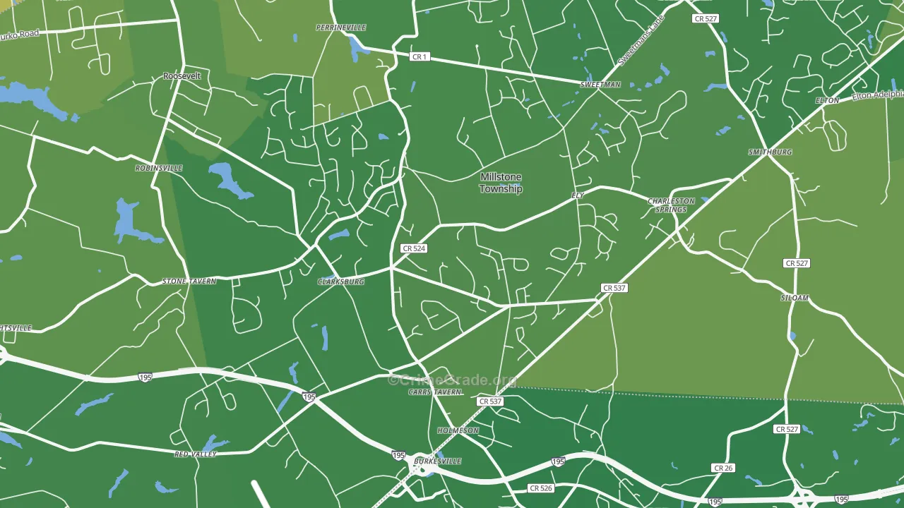 Clarksburg, NJ Map of Vehicle Theft Rates