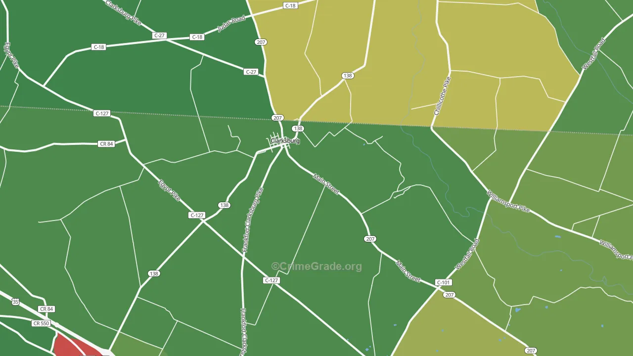Clarksburg, OH Map of Vehicle Theft Rates
