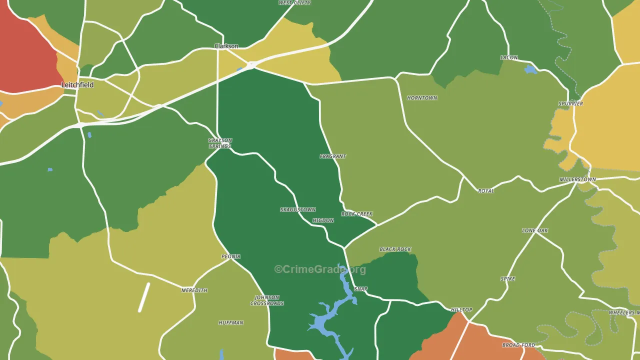 Clarkson, KY Map of Vehicle Theft Rates