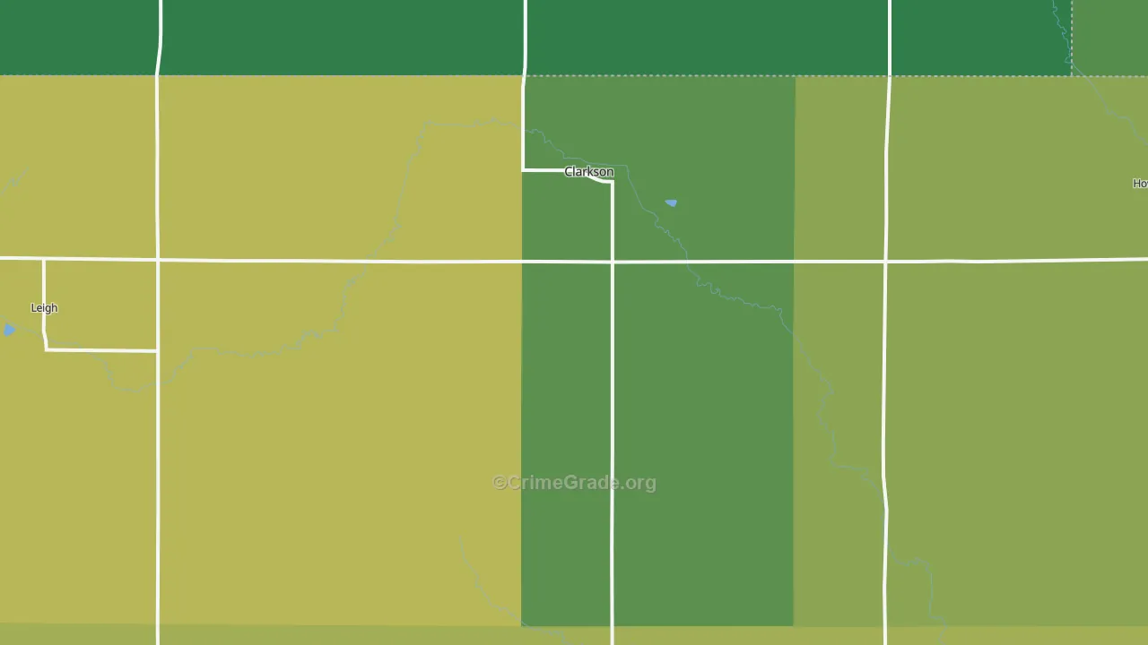 Clarkson, NE Map of Vehicle Theft Rates