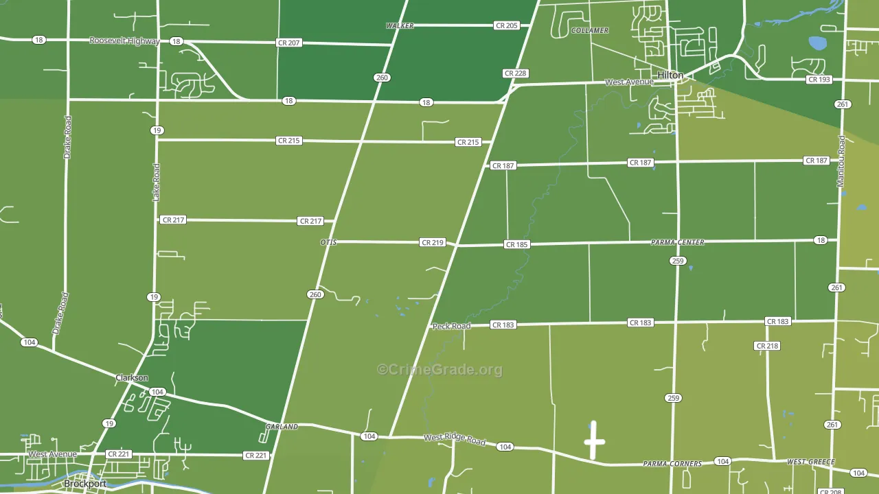 Clarkson, NY Map of Vehicle Theft Rates