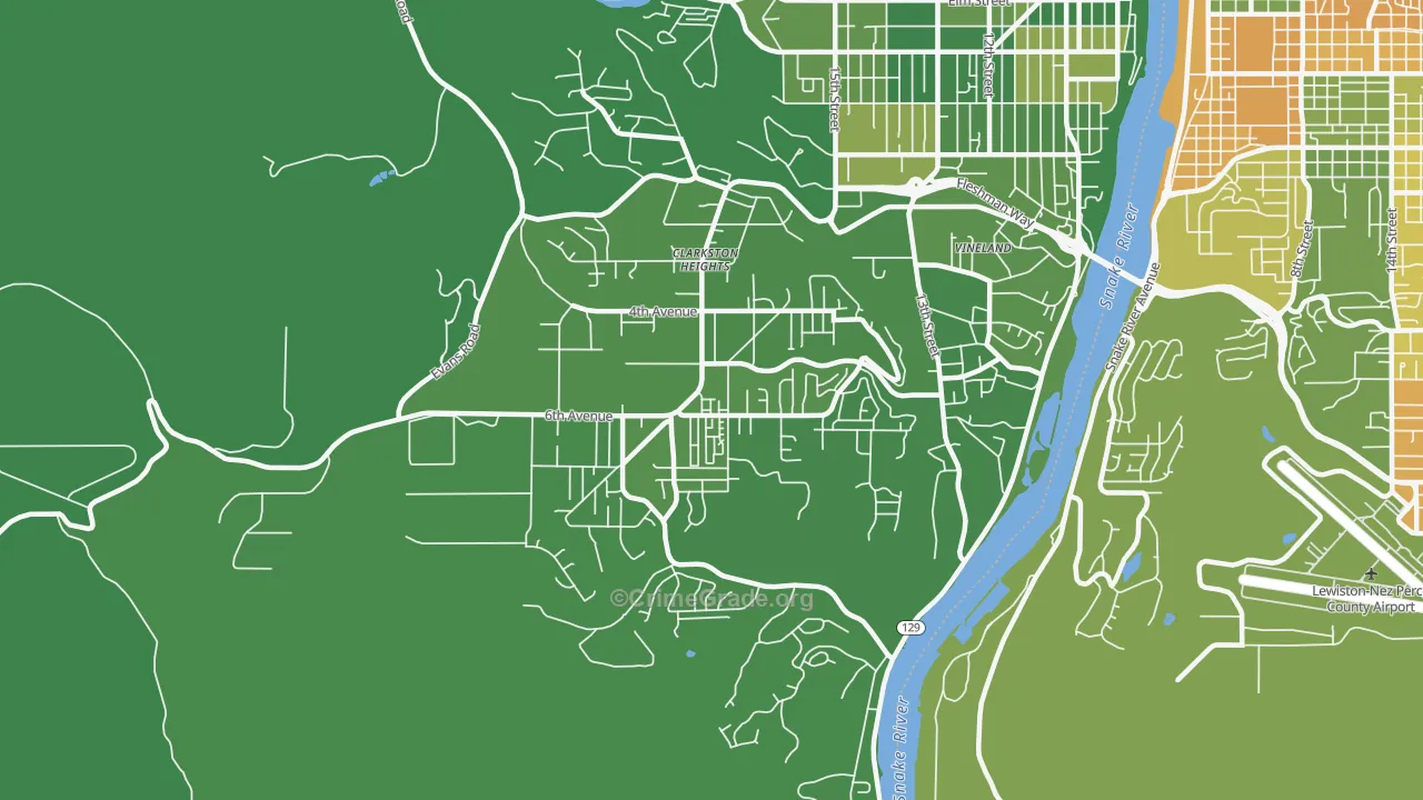 Clarkston Heights-Vineland, WA Map of Vehicle Theft Rates